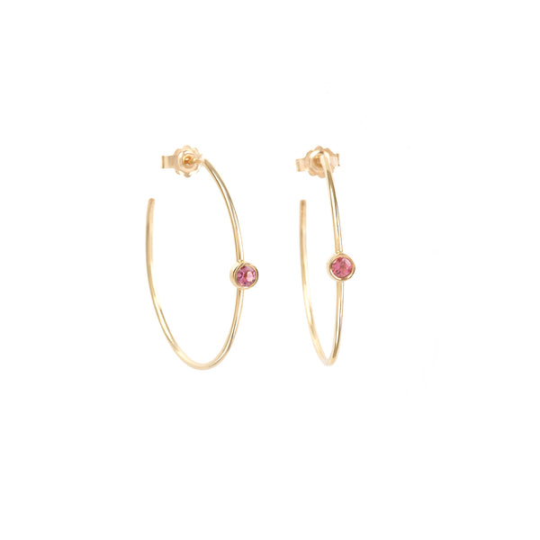 Kalliope hoops pink tourmaline and gold