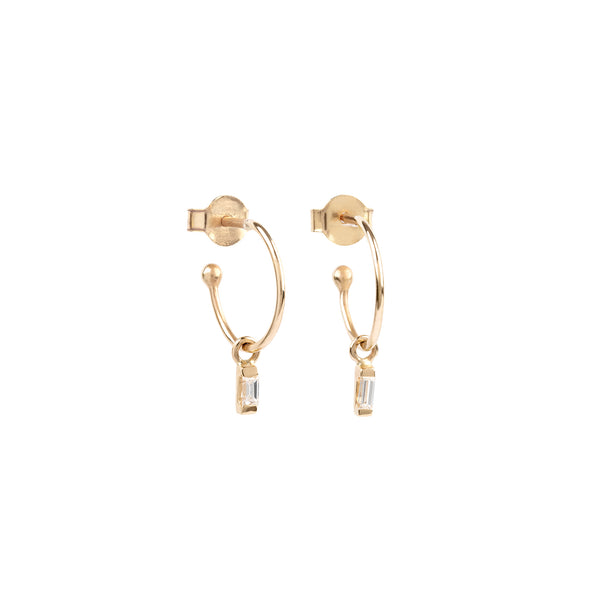 Eos hoop earrings baguette diamonds and gold