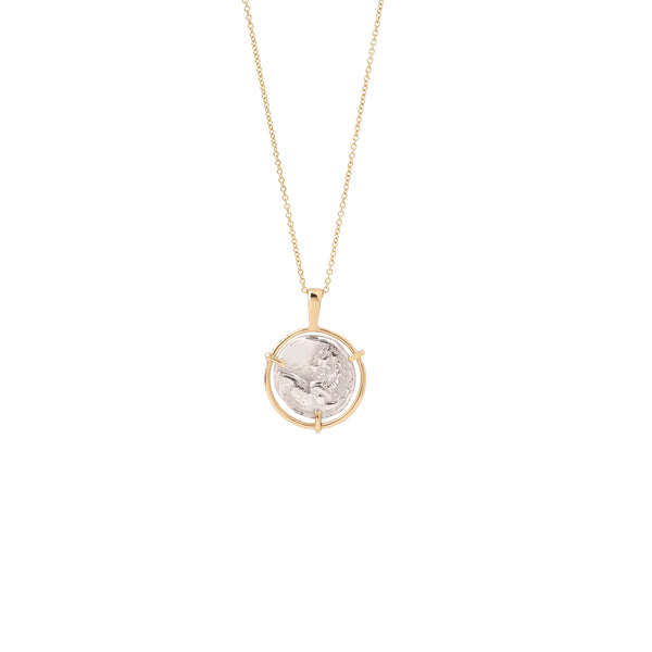 Lion Medal Necklace white and yellow gold