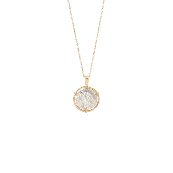 Twin (reversal Appolo) Medal Necklace white and yellow gold
