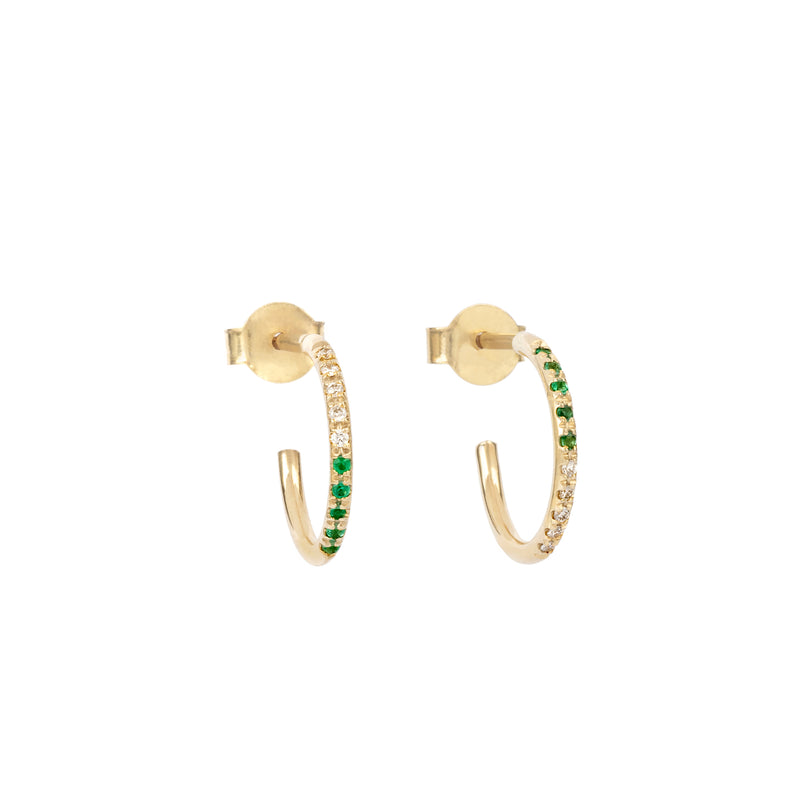 Hemera hoop earrings diamonds and emeralds