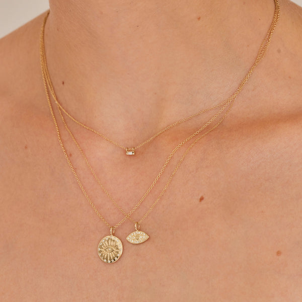 Eos necklace baguette diamond and gold – eikosi dyo