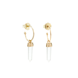 Double Crystal hoop earrings gold