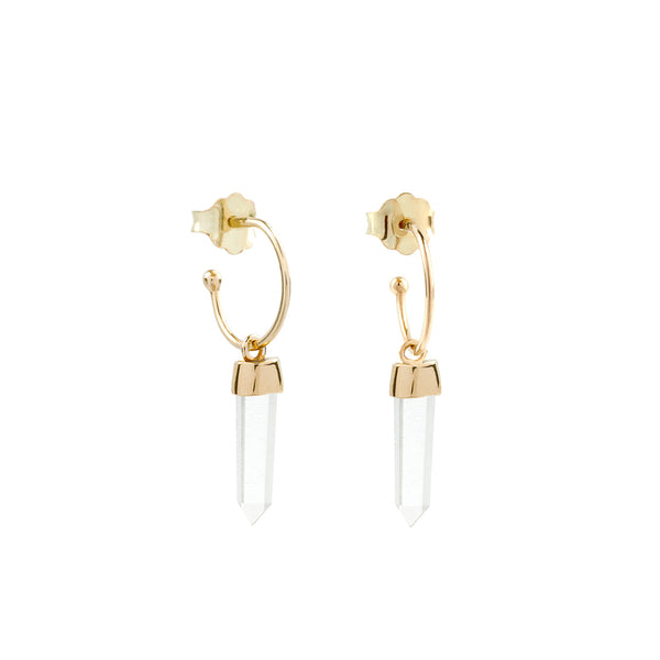 Double Crystal hoop earrings gold