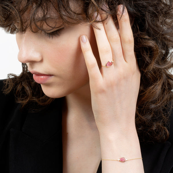 theia bracelet gold, pink tourmaline and diamonds
