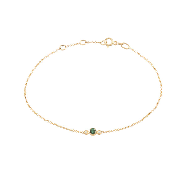 Kalliope bracelet green tourmaline gold and white diamonds