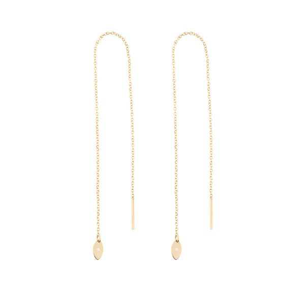 Elliptic earrings chain gold and white diamonds