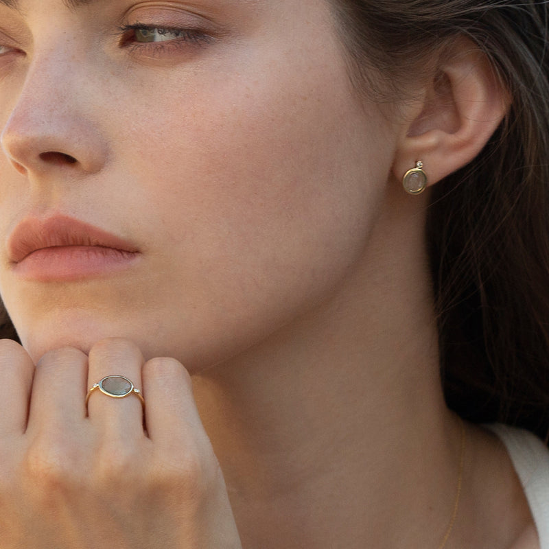 theia stud earrings gold, tourmaline and diamonds