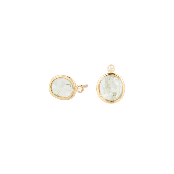 theia stud earrings gold, tourmaline and diamonds
