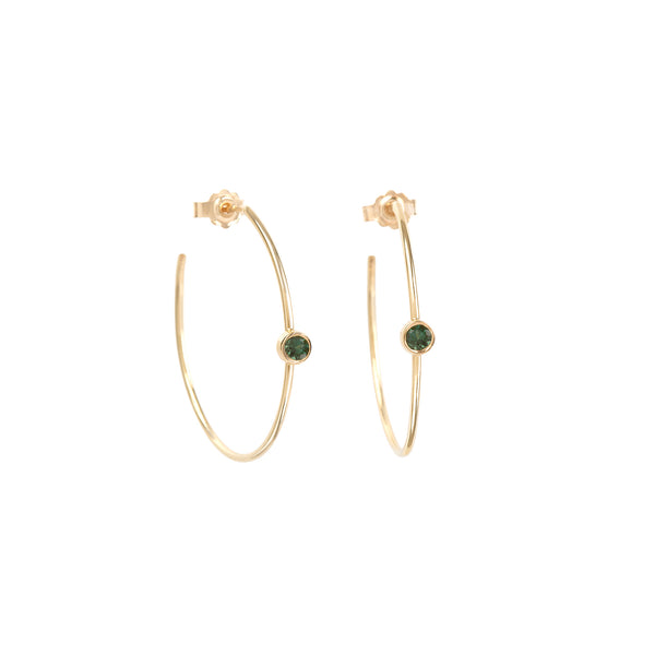 Kalliope hoops green tourmaline and gold