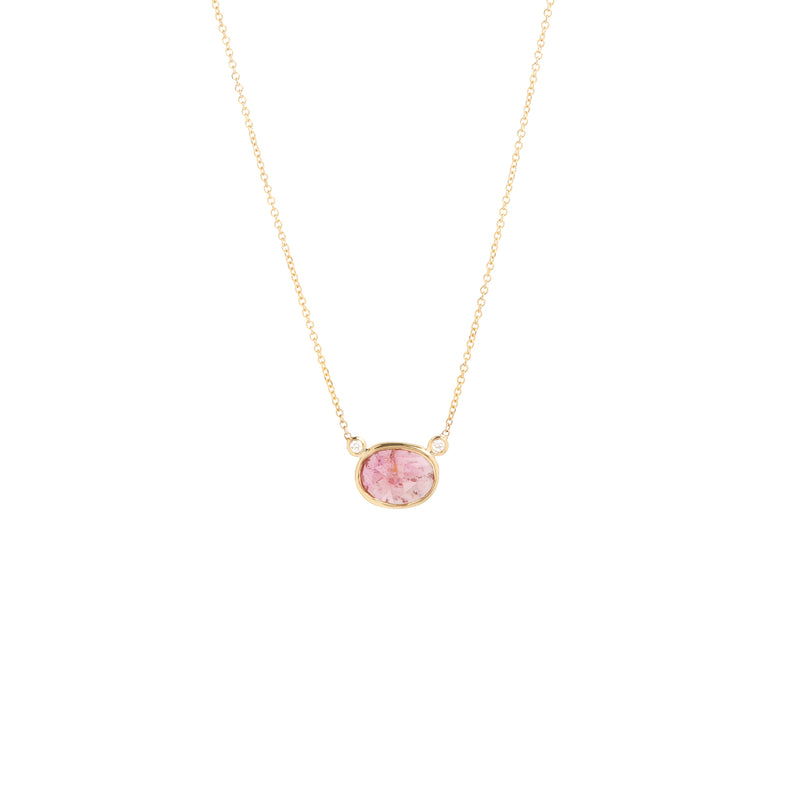 theia necklace gold, pink tourmaline and diamonds