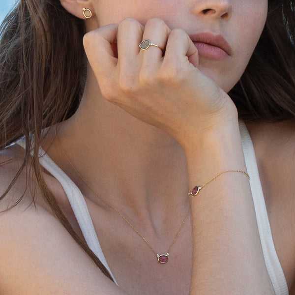 theia necklace gold, green tourmaline and diamonds
