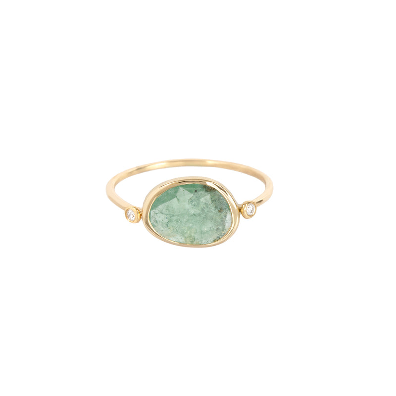 theia ring green tourmaline, gold and diamonds