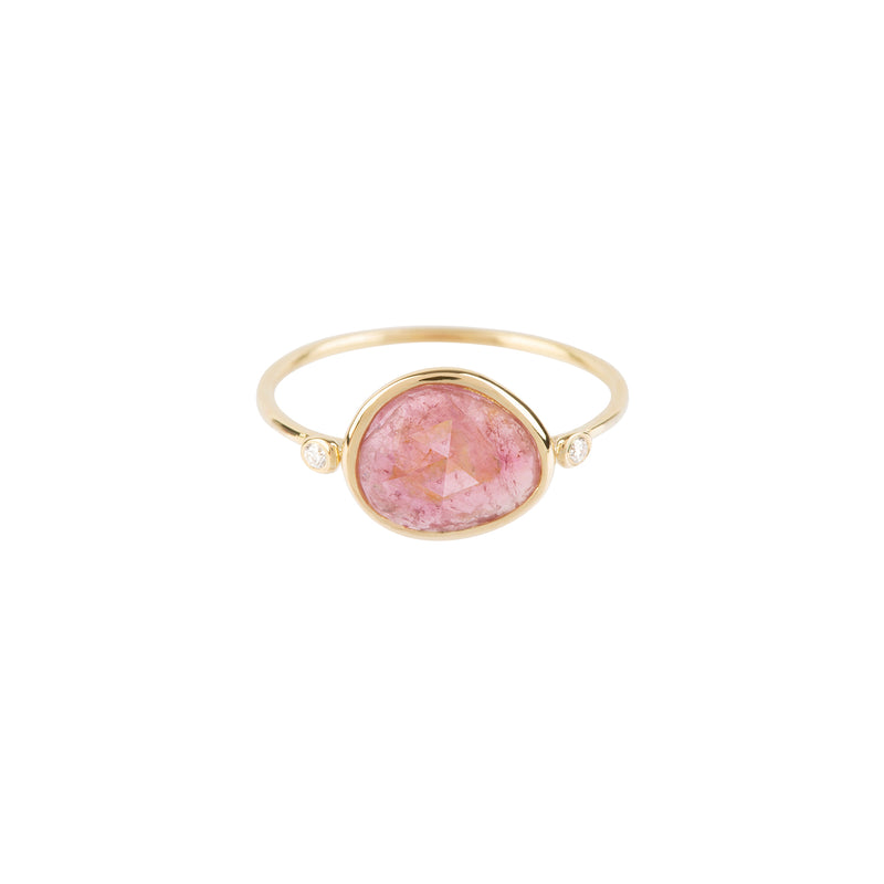 theia ring pink tourmaline, gold and diamonds