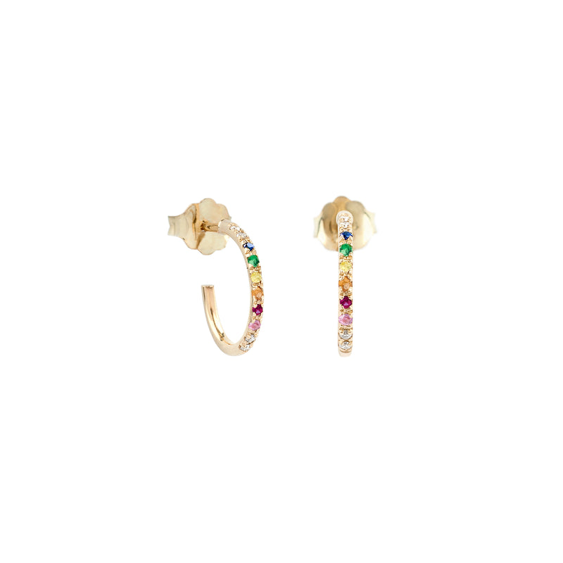 Hemera rainbow hoop earrings diamonds, sapphires, rubies