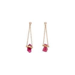 Rainbow Diamond earrings Pink tourmaline