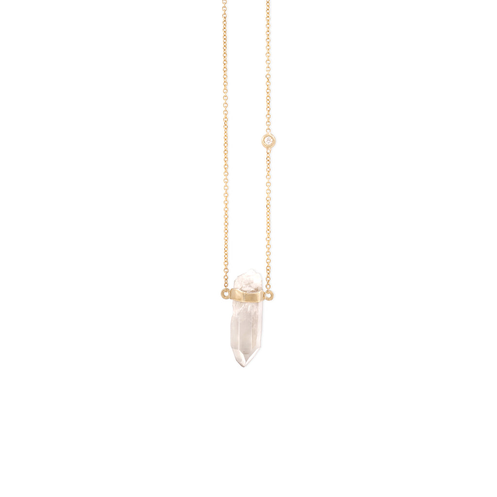 Clear quartz hot sale gold necklace